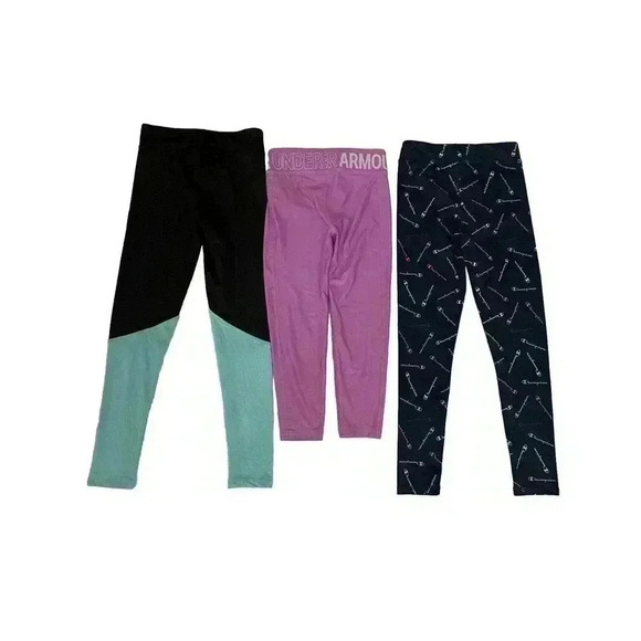 Girls Size 10 Medium Leggings Under Armour Champion Ankle Crop Pants Youth NEW - Picture 3 of 3